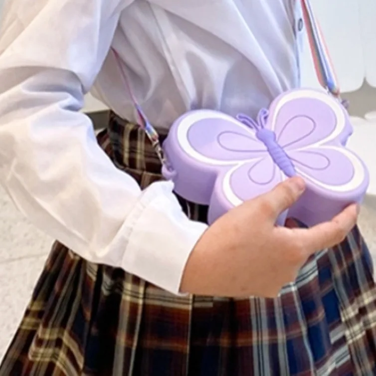 New Designer Fashion Cartoon Girls butterfly shape shoulder bags  Crossbody Bags Kids Mini wallet coin purse