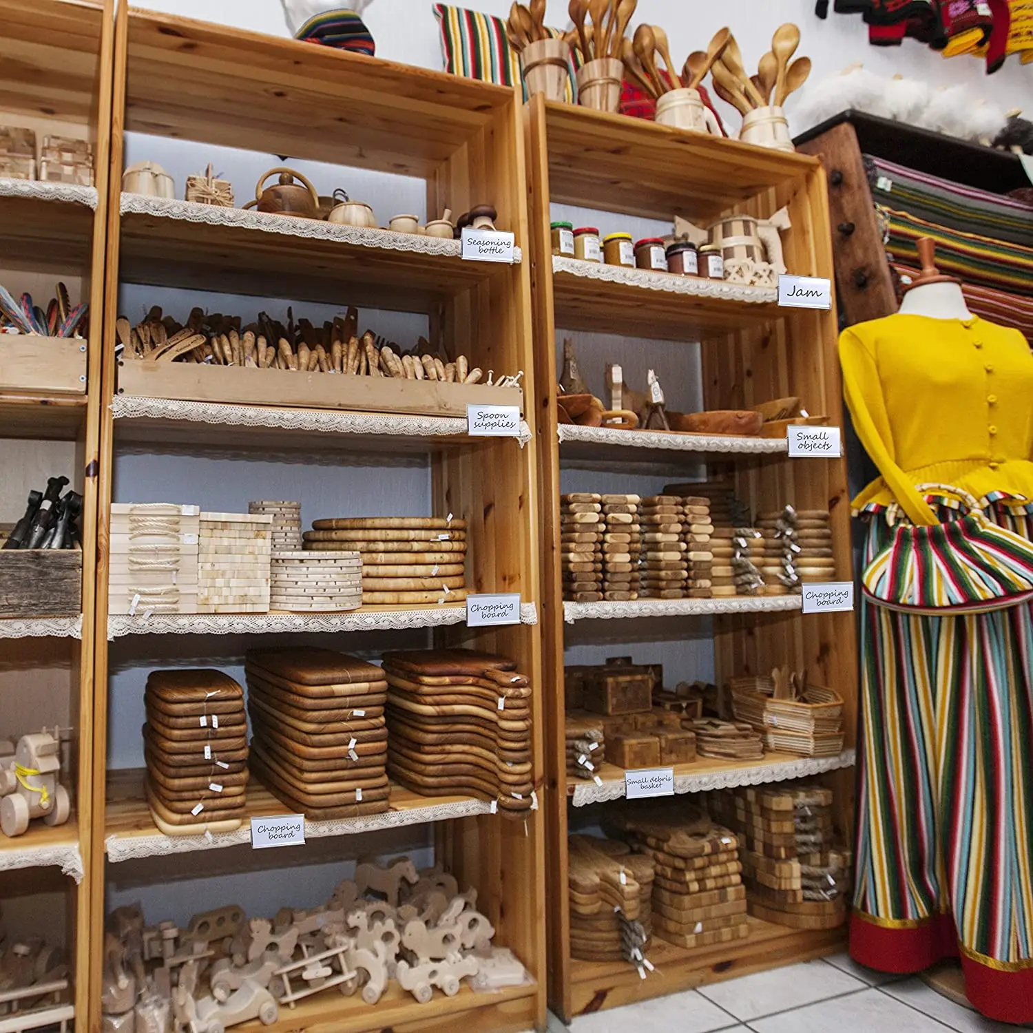 Plastic Price Tag Holder and Wood Shelf Label Holder