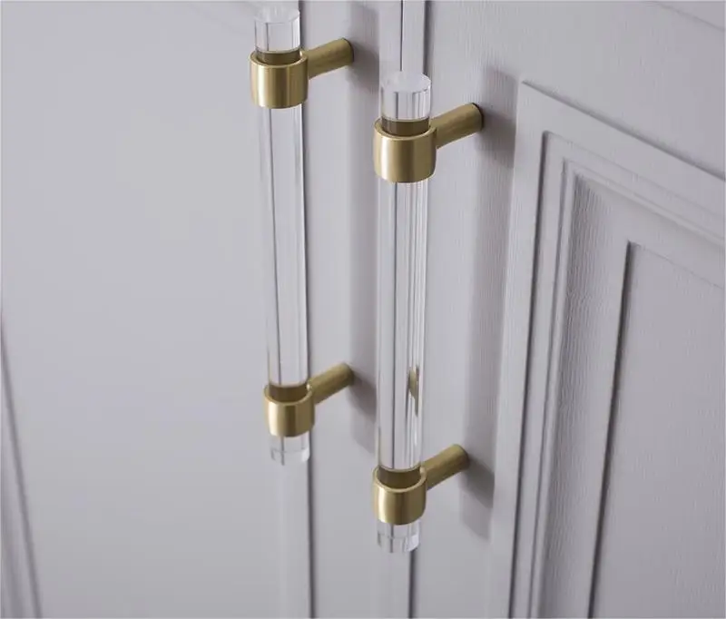 Brass strip handle modern simple cabinet gold transparent drawer wardrobe furniture light luxury door handle