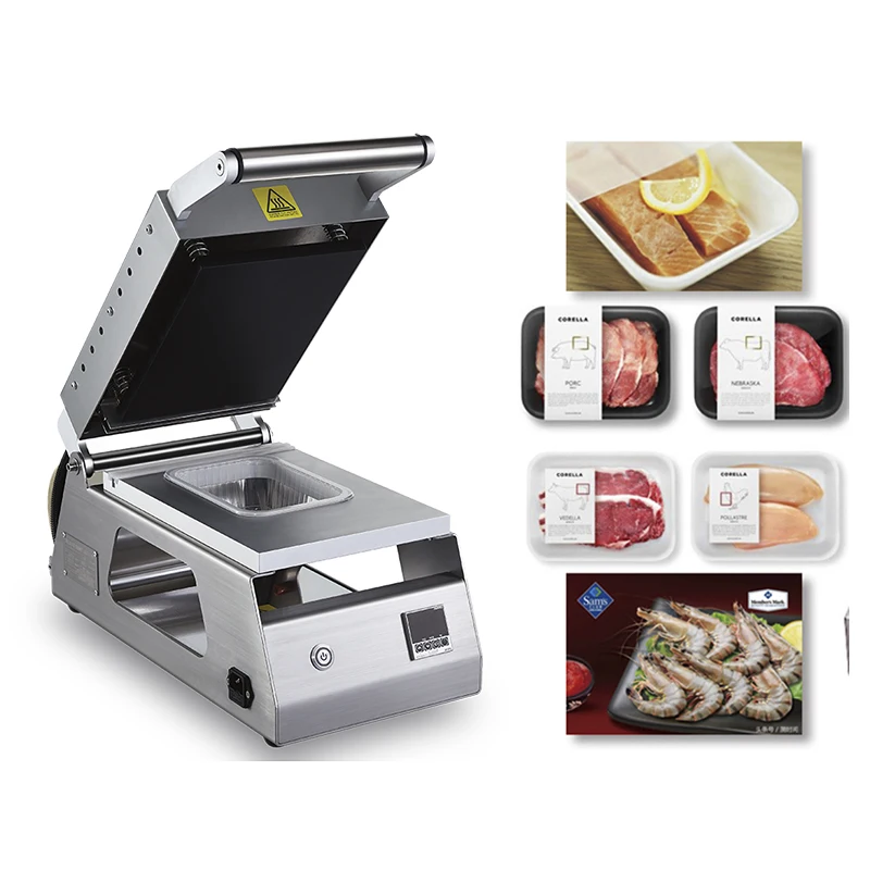 Takeaway Food Packing Machine Manual with 1 to 2 plastic trays for fast food on CE manual tray sealer