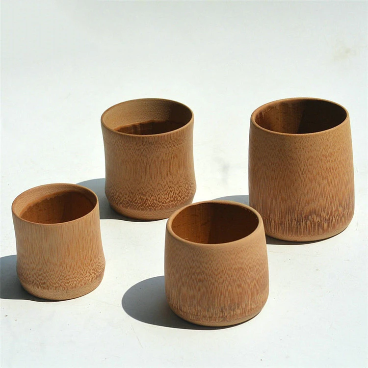 Customized logo natural carbonized small bamboo canister cup big belly beer mug bamboo cup