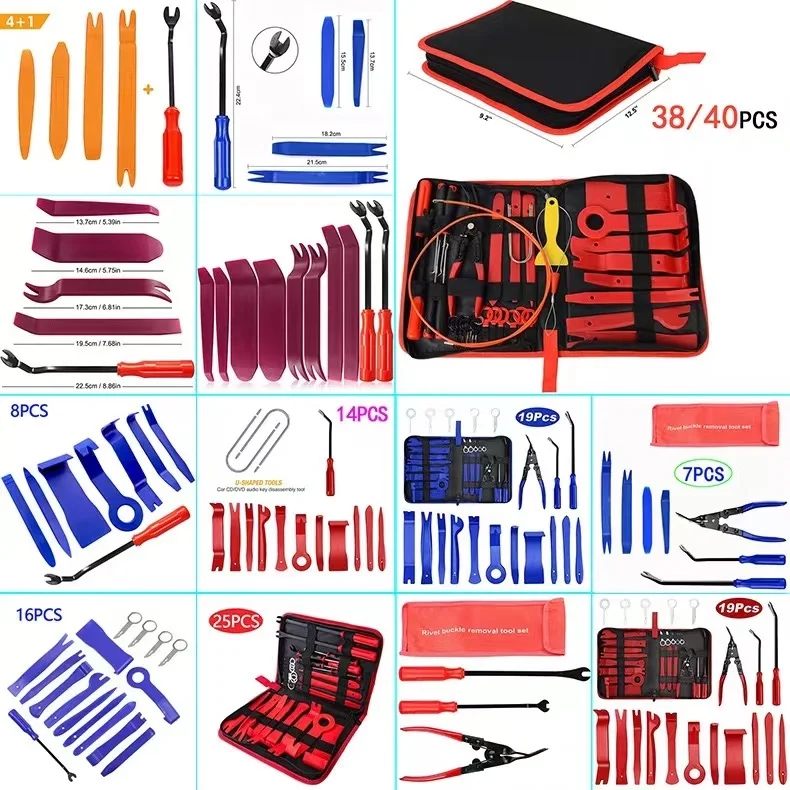 L-HT0252 38pcs Car Trim Removal Tool Panel Door Audio Trim Removal Kit Auto Clip Pliers Fastener Remover Set Disassembly Tools