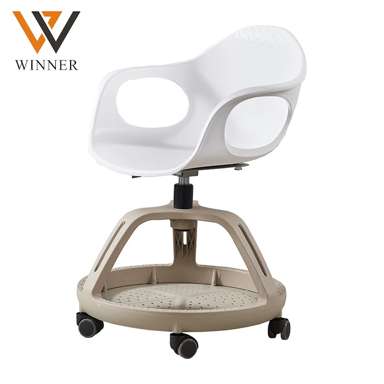 modern style simple movable arm chairs office furniture plastic training chair with wheels