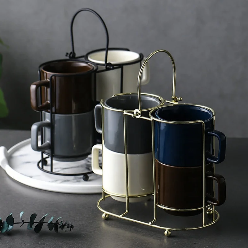 Newest stackable coffee mug with rack collapsible coffee cup