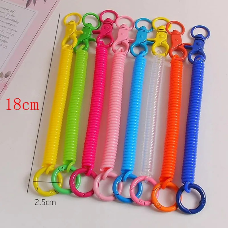 Retractable Coil Spring Keychain With Keyring Lobster Clasp Spiral Wrist Coil Elastic Anti-Lost Carabiner Stretch Key Cord Rope