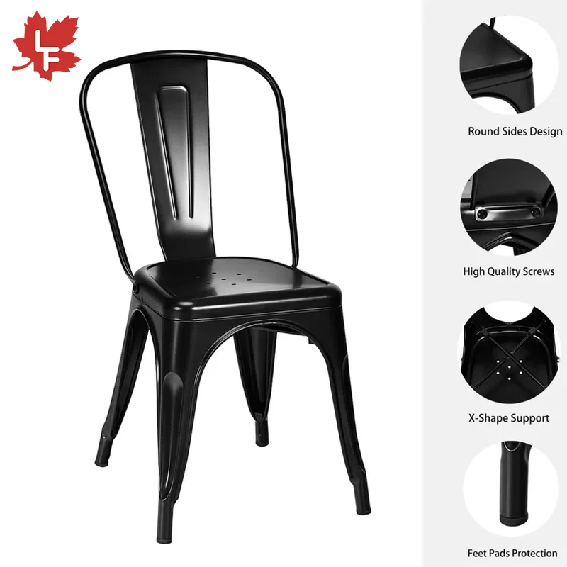 Factory Cheap Outdoor Indoor Cafe Restaurant Metal Chairs Industrial Vintage Style Stackable Antique Dining Black Tolix Chairs
