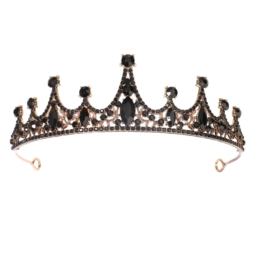 Luxury Bridal Crown Alloy Obsidian Queen Crown Retro Halloween Costume Ball ladies hair accessories
