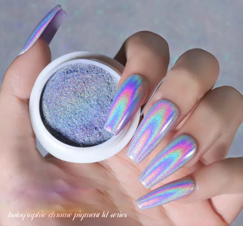 Wholesale High Quality Magic Mirror Laser Nail Powder Chrome Holographic Glitter Nail supplies