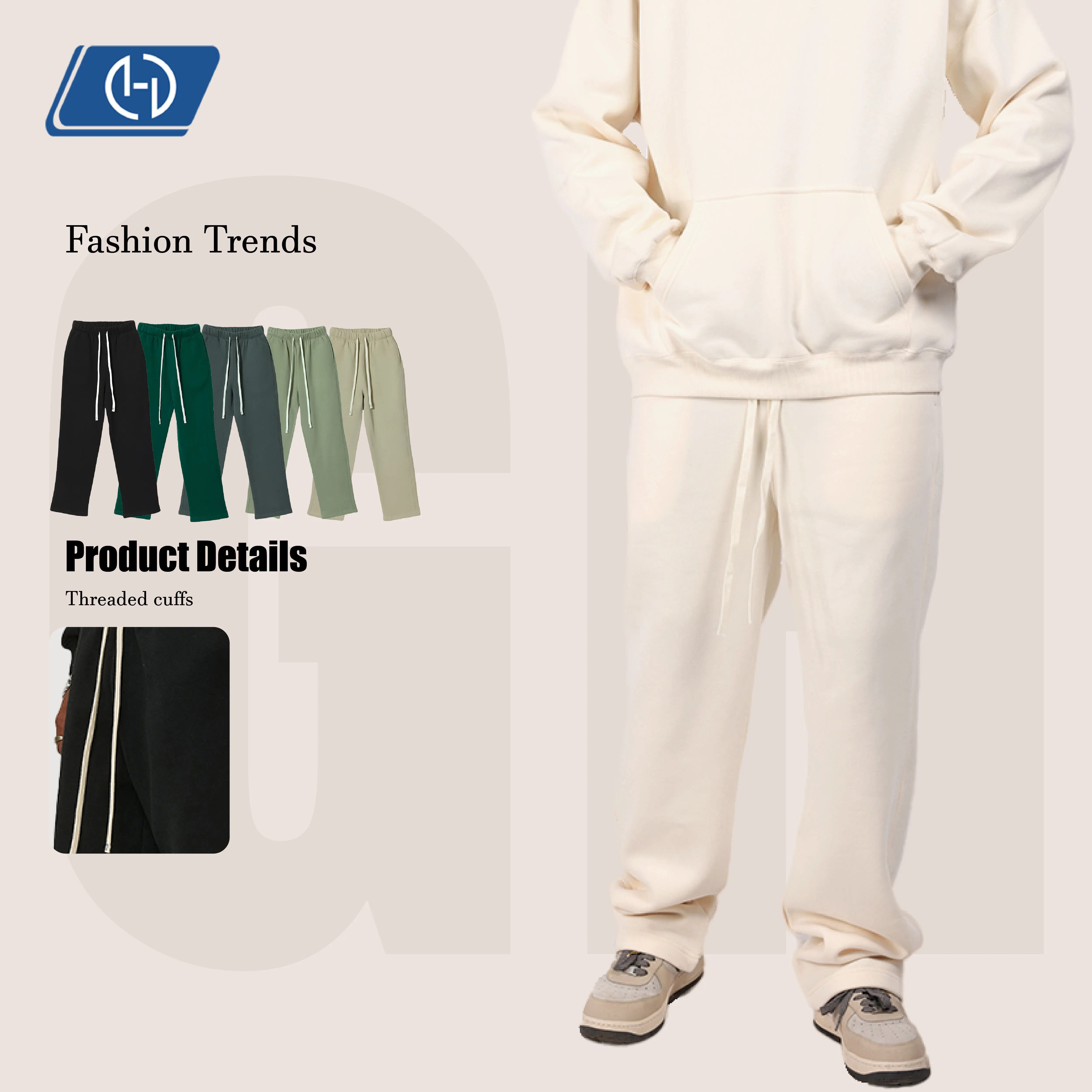 Fashion Heavyweight Pants High Waist Pants Baggy Sweatpants Design Wide Leg Sweatpants Men Track Pants Men