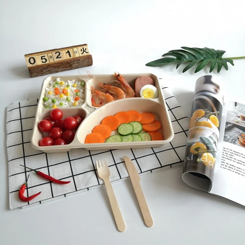 Eco Friendly Bio-Degradable Disposable Meal Box Bagasse Lunch Box Sugarcane Food Container For Fast Food