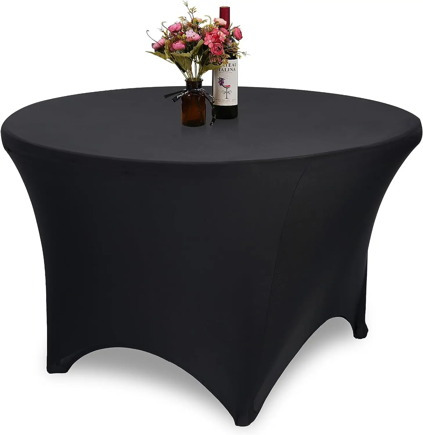 36 48 60 72 Inch Banquet Tablecloth Black Round Stretch Spandex Tablecover