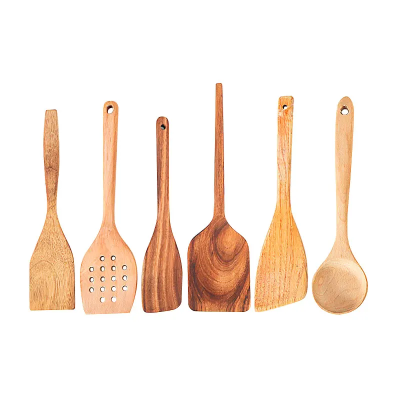 TAOTAOJU Six-piece Set Of Solid Wood Shovel Spoon Irregular Knife Wooden Shovel