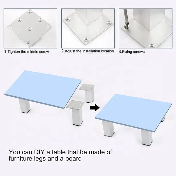 Регулируемые черно-белые квадратные трубки из алюминиевого сплава для нижней части шкафа, опорные ножки для дивана, кровати