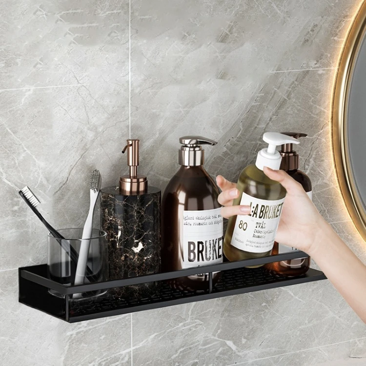 Ermo wall mounted black shower shelf space aluminum bathroom shower caddy