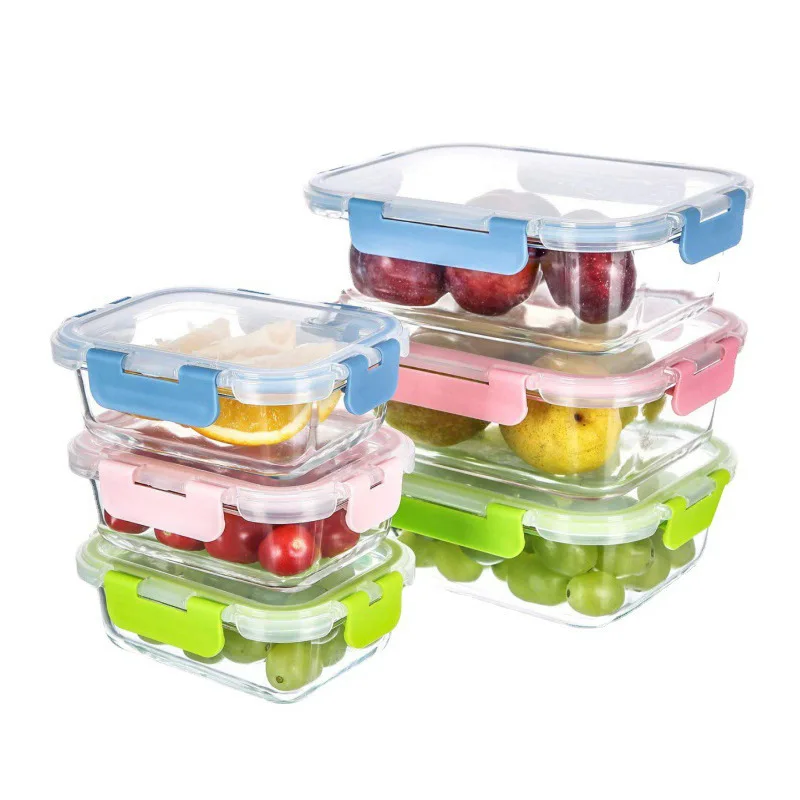 High Quality Plastic Microwave Heating Buckle Glass Lunch Box Food Container Special Office Workers 12-Piece Set