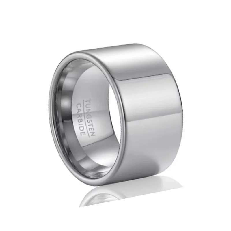 14mm Luxury Silver Color Tungsten Carbide Ring High Polished Fashion Jewelry Engraved Band Rings
