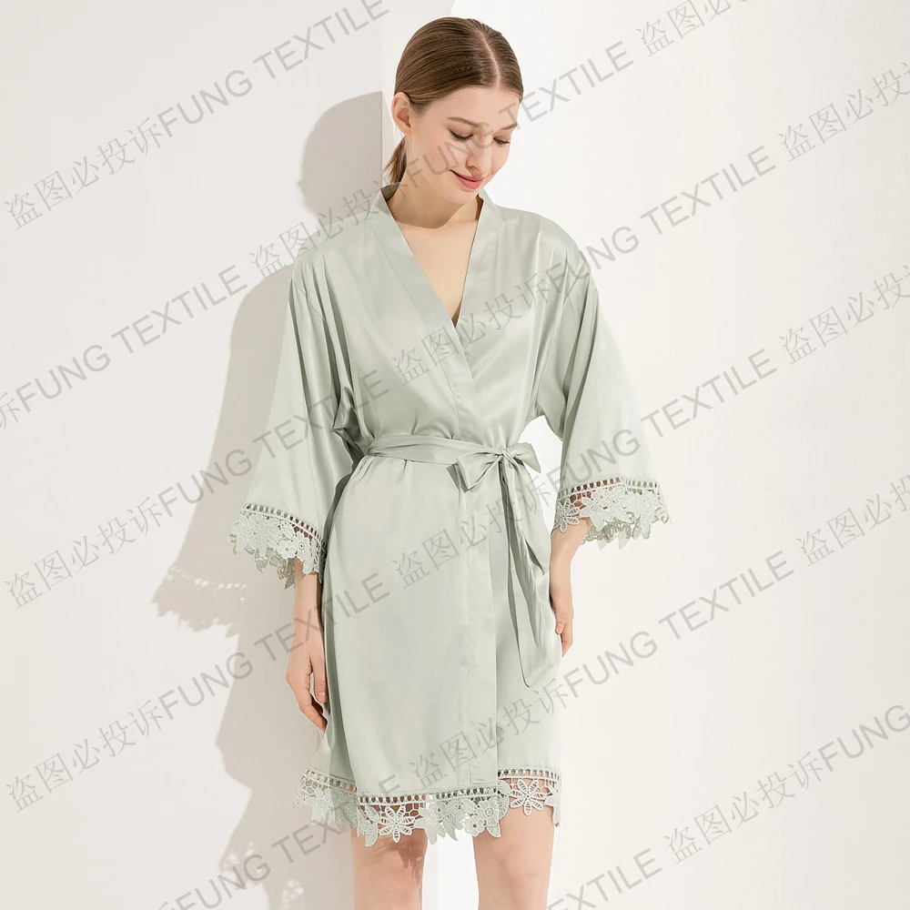 FUNG 3031 Sexy Sleepwear Sex Nighty Silk Pajamas Luxury Adult Satin Robe Set Sexy Sleeve Designer Sleepwear