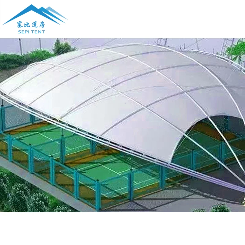 PVDF PTFE Waterproof Football Tennis Sport Courts Tent Roof Tension Membrane Structures For Outdoor Stadium Roof