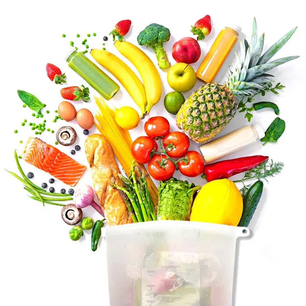 Custom Logo Reusable Silicone Food Vacuum Storage Preservation Freezer Bag