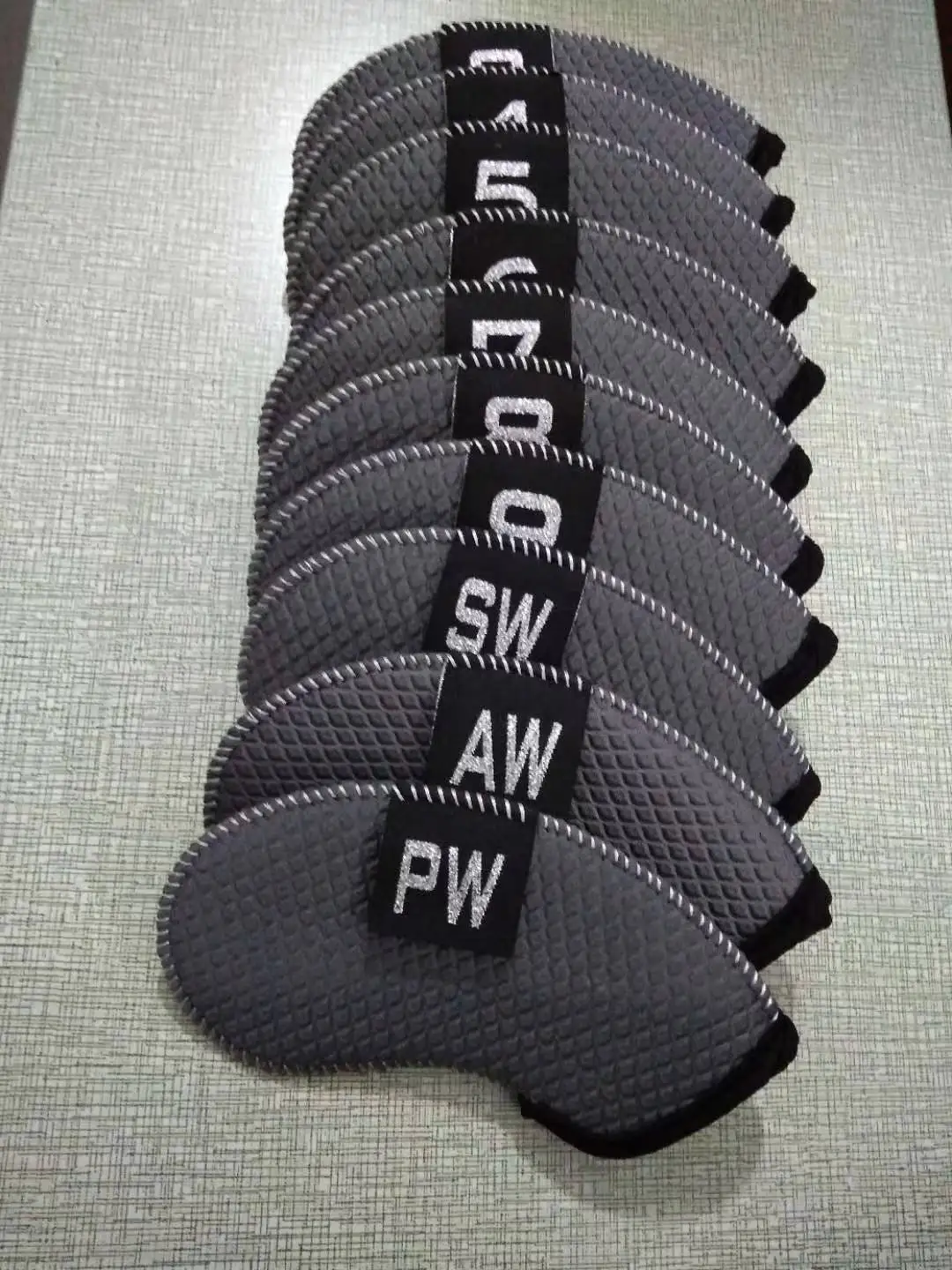 10pcs/set Custom Golf Cover 4,5,6,7,8,9,A,S, P, X Neoprene Fabric Iron Headcover Driving Fabric Iron Cover Golf