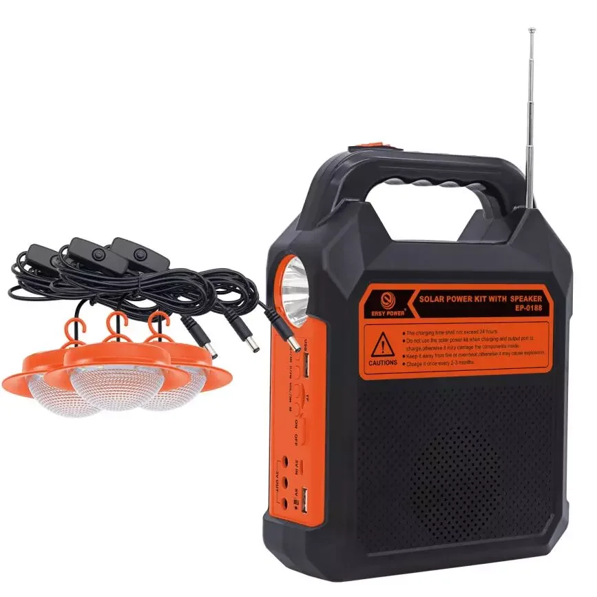 solar lighting system speaker fan with Wireless speaker TF USB FM Radio