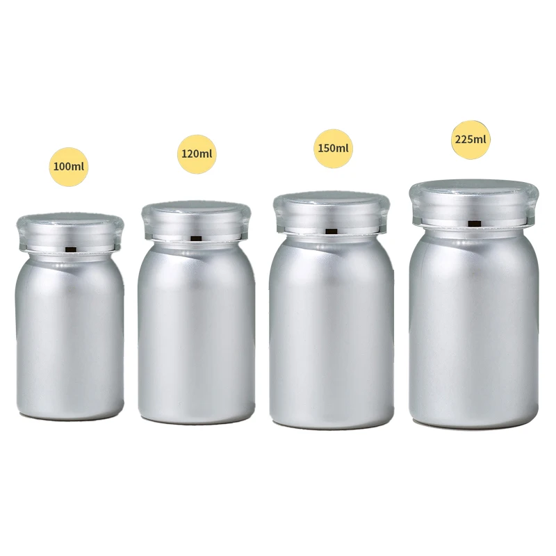 Wholesale Custom Electroplating Paint Empty Plastic Bottles with White Screw Cap Solid Powder Capsules Pill 100 120 150 225ml
