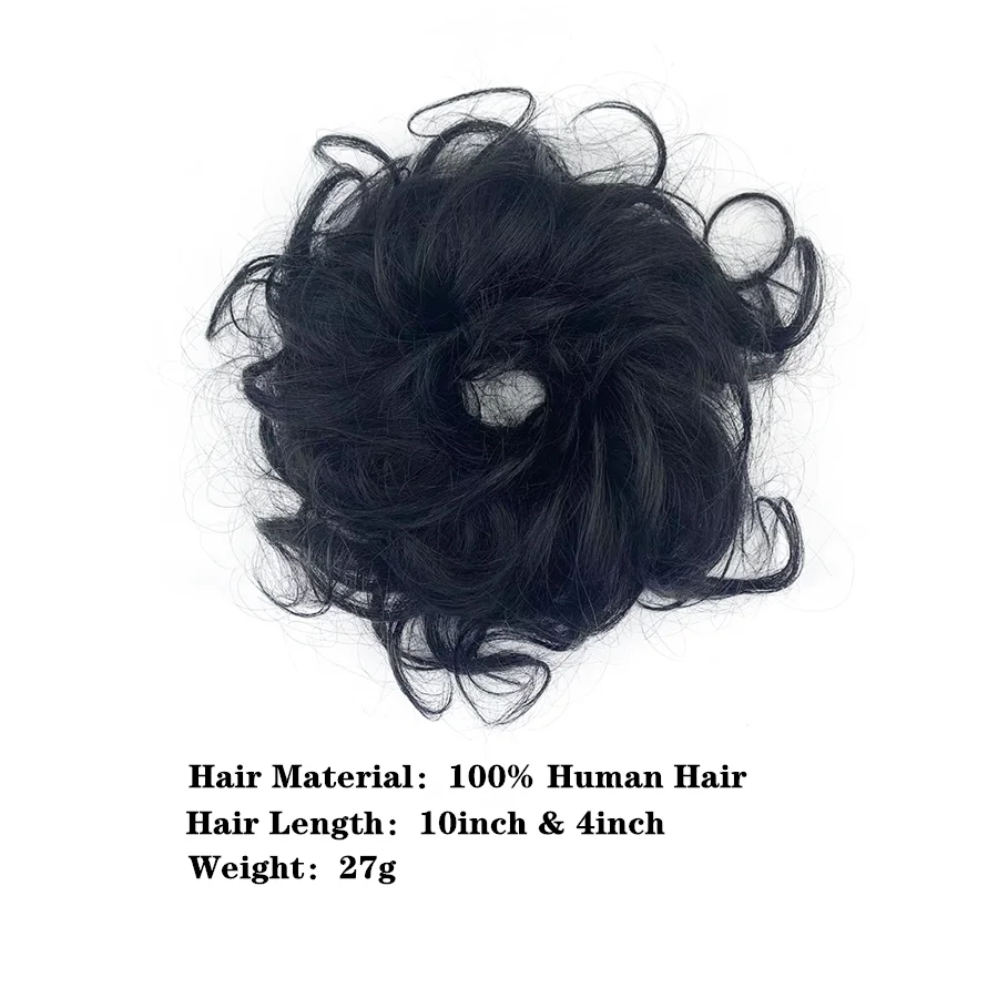 Natural Curly Messy Human Hair Pieces Elastic Chignon Updo Cover Hairpiece Extension Human Hair Bun