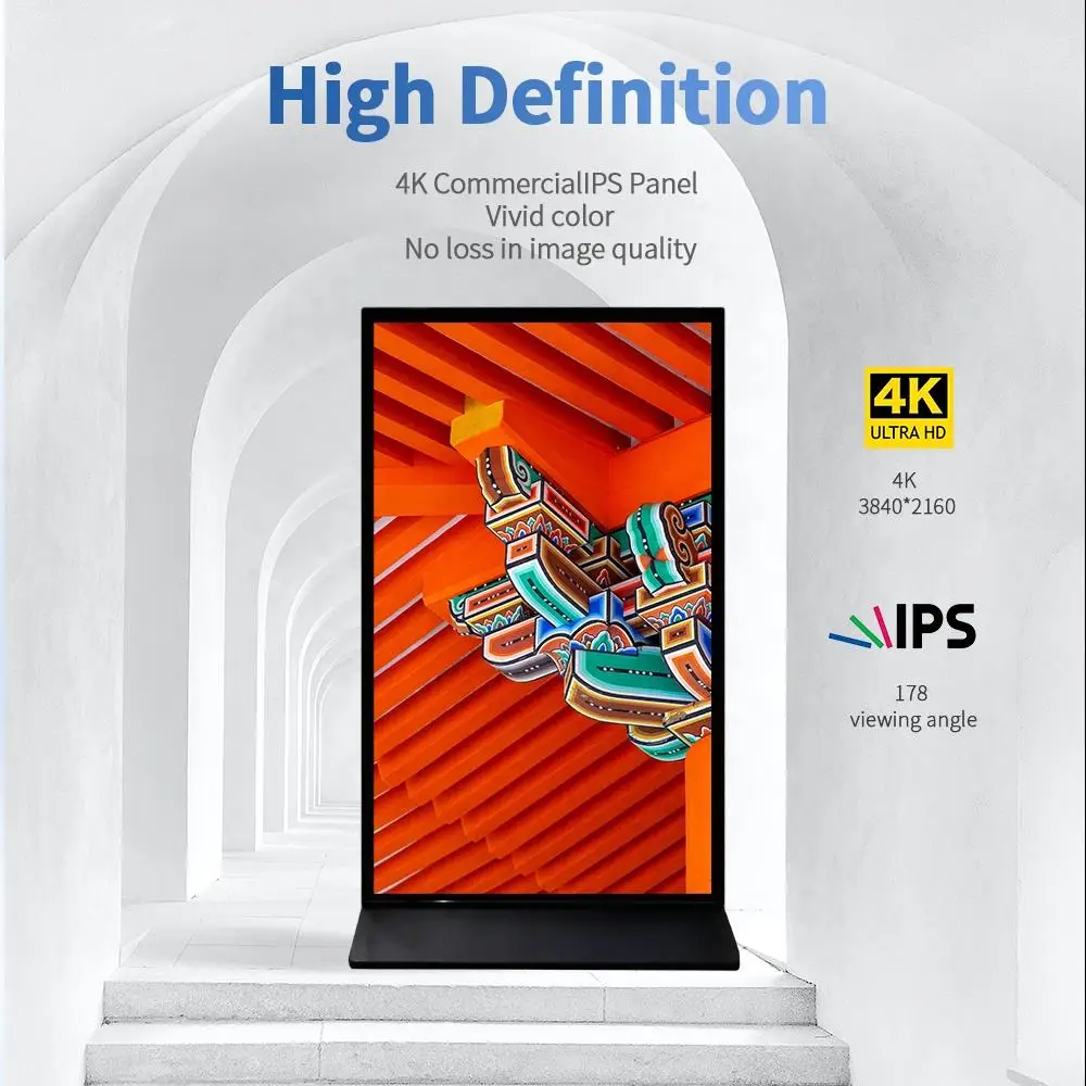 75 86 98 Inch Vertical Lcd Touch Screen Kiosk 4K Floor Stand Advertising Indoor Totem Full Screen Digital Signage And Displays