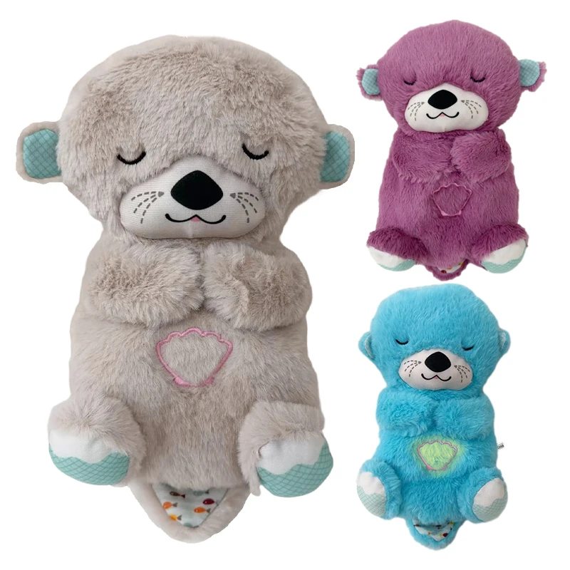 Rhythmic Portable plush sleep Heartbeat Dreamy Bear Baby Cry Sensor Lullabies Songs Musical Breathing Bear