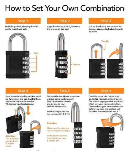 
Padlock - 4 Digit Combination Lock for Gym, Sports, School & Employee Locker, Outdoor, Fence, Hasp and Storage 