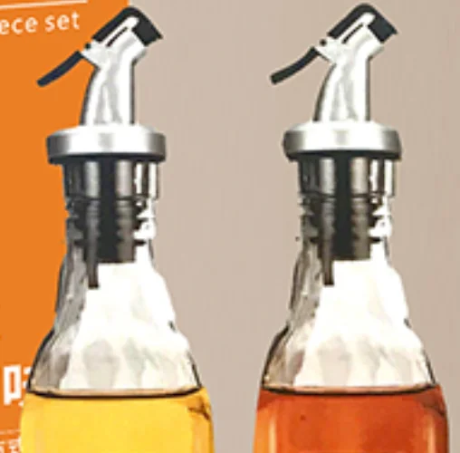 500ml glass square cooking olive oil storage dispenser bottle with spout for condiment soy sauce