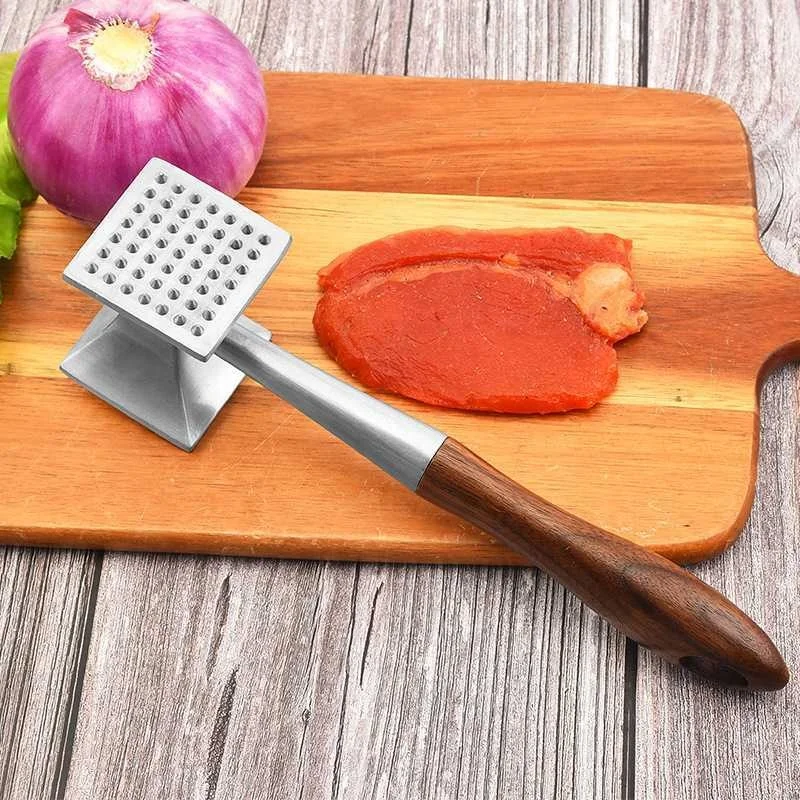 Молоток из нержавеющей стали размягчитель мяса катализатор двухсторонняя ручка массива дерева мясорубка