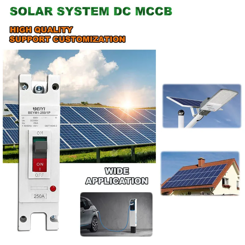 BEYM1-250/SP MCCB DC 1P 250V 550V 1000V 25kA Solar dc 250 amps moulded case circuit breaker mccb