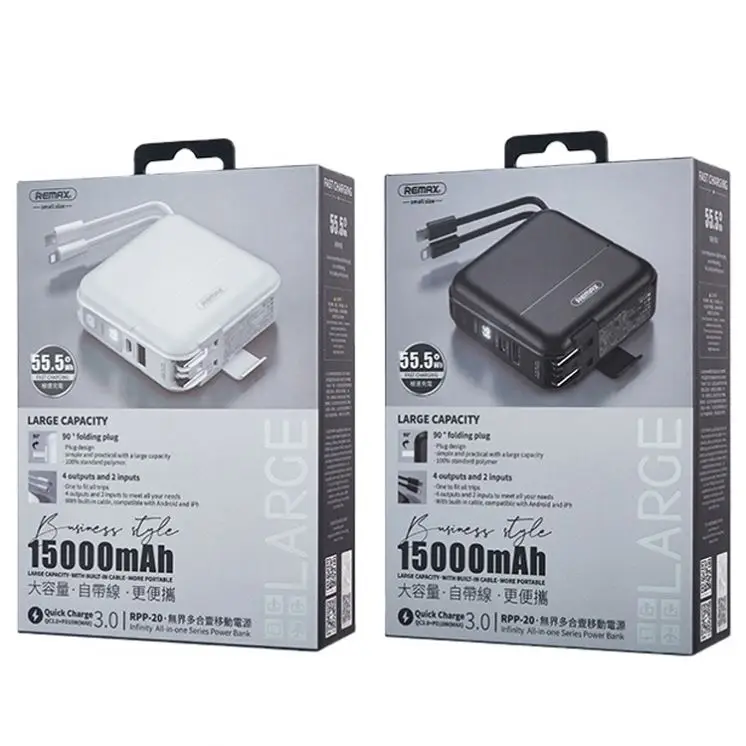 Remax RPP-20 Infinity All-In-One Series 15000Mah Power Bank With Cable Charger And Phone Holder