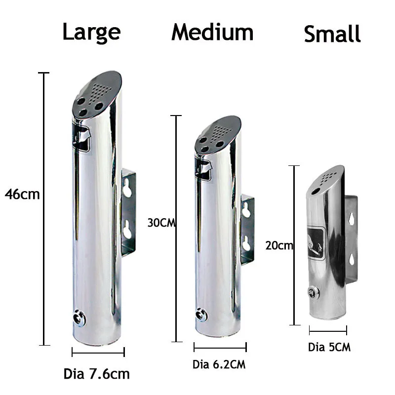 Eco-Friendly Stainless Steel Outdoor Ashtray 304 Stainless Steel Ashtray Wall Mounted Luxury Ashtray For Public Area