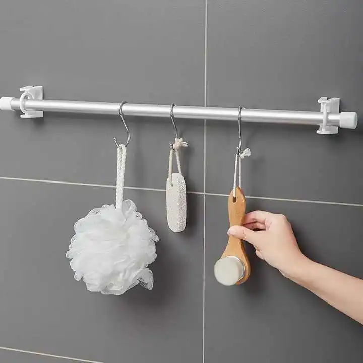 Unlimited Installation Angle Self Adhesive Curtain Rod Holders Hooks Hangers Rotating No Drilling Ring Curtain Rod Brackets