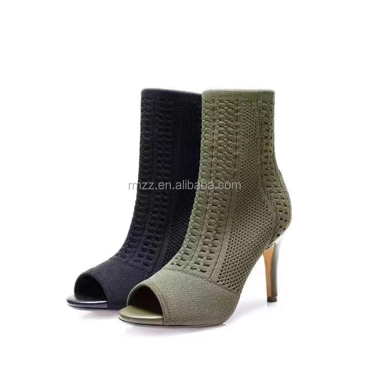 Factory direct high-heeled shoes upper flying knitted high-top upper capellada tejidas