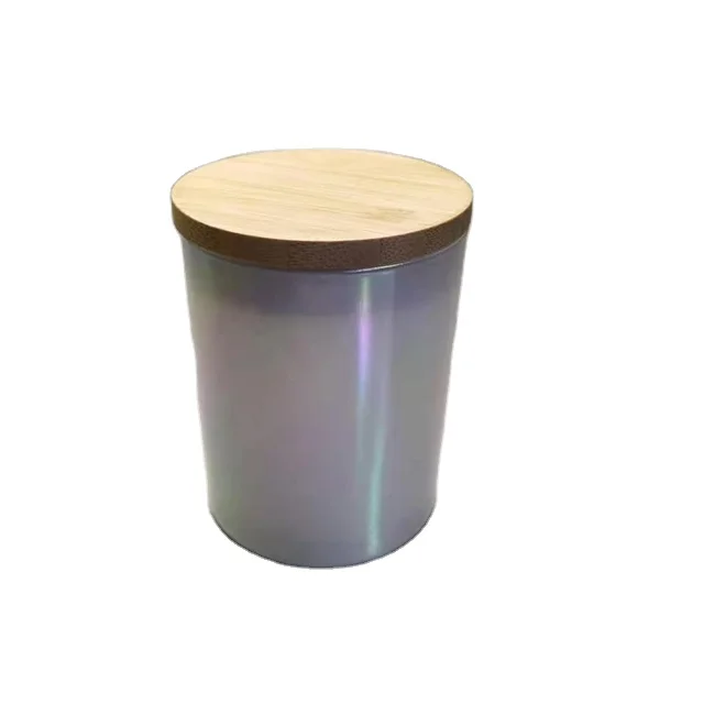 
7.4oz 220ml silver candle glass jar with bamboo lid high quality 