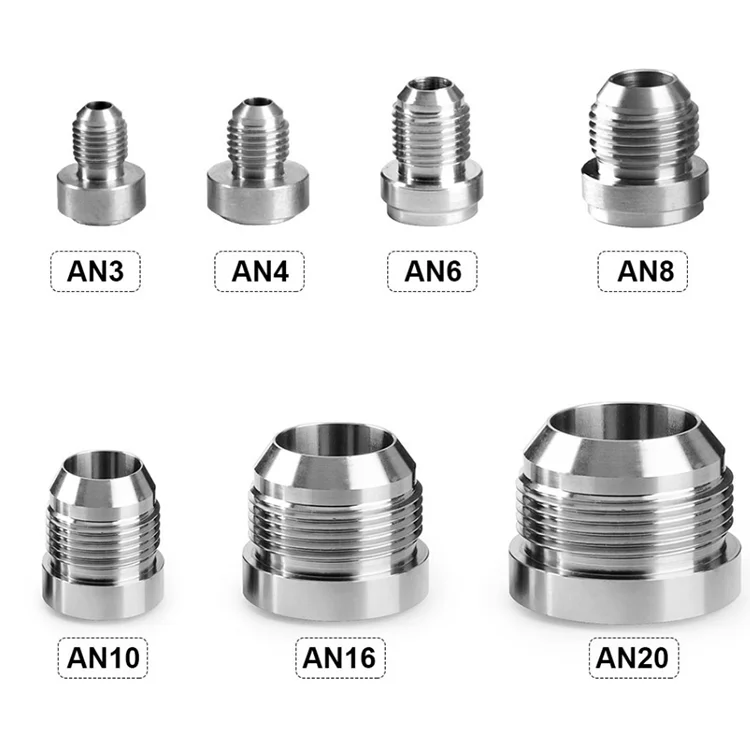 Universal Round AN Stainless Steel Weld On Bung Male Flare Weldable Fuel Tank AN Fitting Thread Hose Adapter Connector
