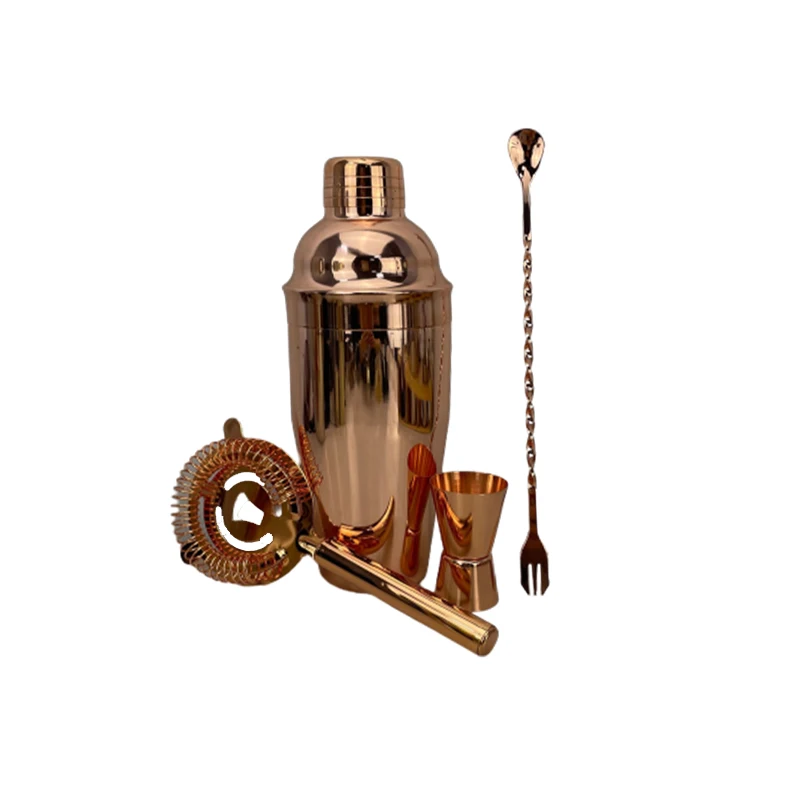 Wholesale New Arrival Cocktail shaker Set 750ml 4 piece Copper Plated Shakers Cocktail Bar Set Accessories for Wine