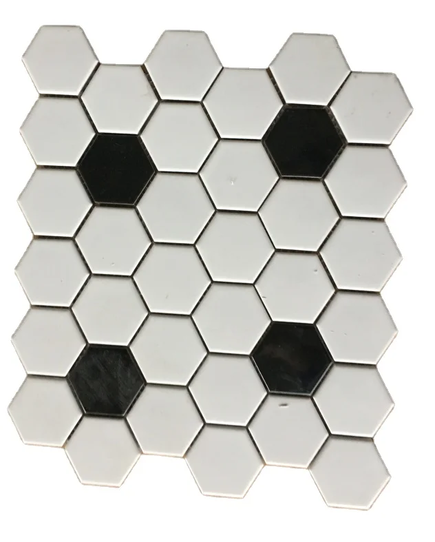 Modern nice design hexagonal mosaic mix glass metal ceramic material floor wall tiles pool bathroom kitchen flashback decoration