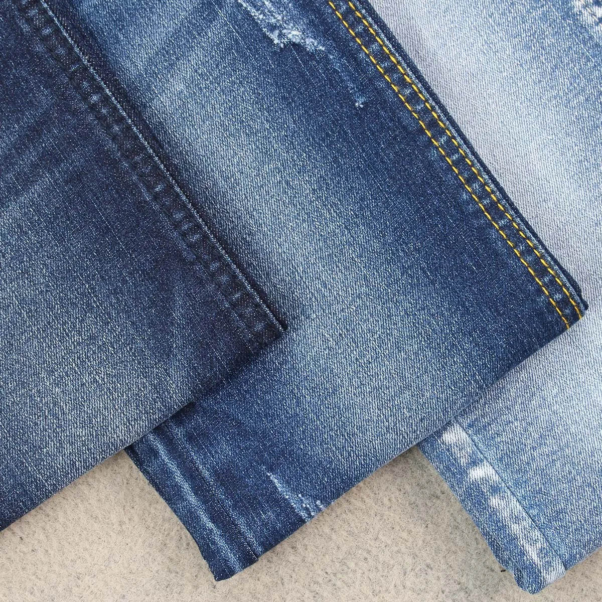 Repreve UF Polyester Slub Denim Fabric 9.5oz Sanforizing Eco-Friendly Jeans Fabric