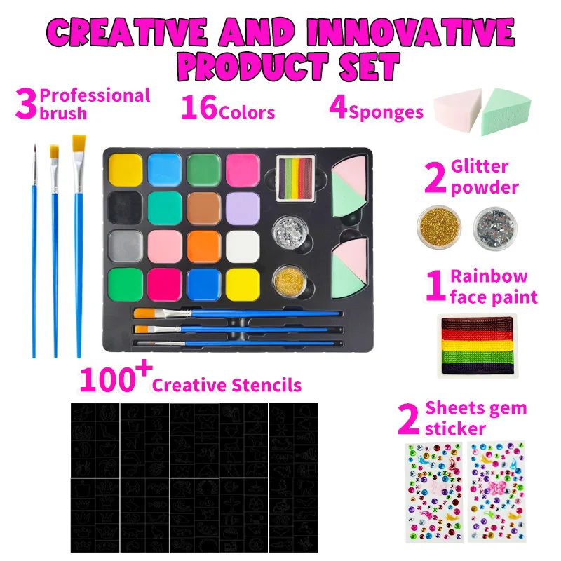 Sfx Makeup Pride Kid Color Water Set Kit Halloween Glitter Gel Gift For Bodi Girl Box Clown Children Art Palette Face Paint