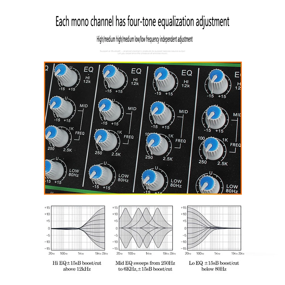 GAX-XS8 Professional Audio mixing console Video & Lighting 8 channels with USB MP3 player mixing console 99 DSP DJ audio console