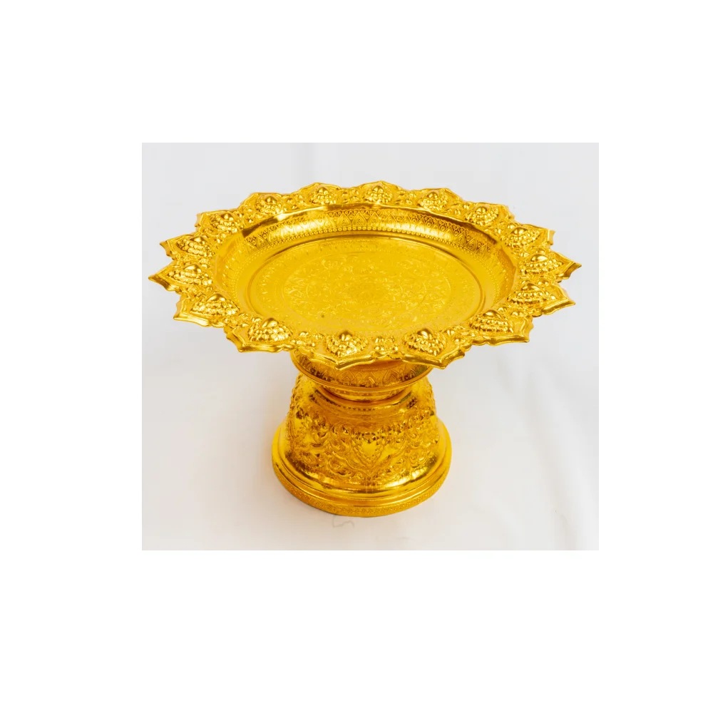 Good Price Thai Handmade Design Size 20 Cm. Sun-Like Flower Pedestal Serving Tray High Grade Product From Thailand