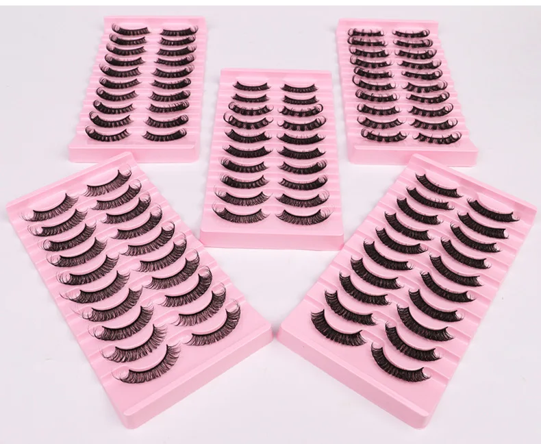 10 Pairs 3D Mink Eyelashes Reusable Fluffy False Lashes eyelashes extensions DD Curl 10-23mm Russian Strip False Eyelashes