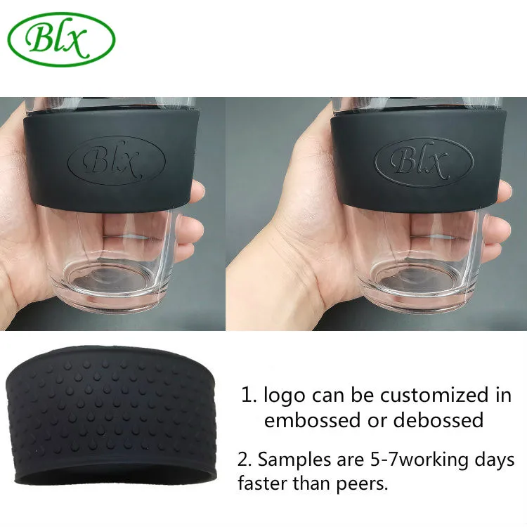 
BLX massive stock promotion glass coffee cup mug with silicone slevee and lid 