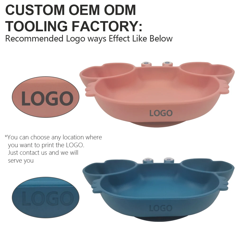 Suction Baby Silicone Divided Plate Feeding Dinnerware Placemat Non-Slip Toddlers Tableware Food Feeding  Suction Plate For Kids