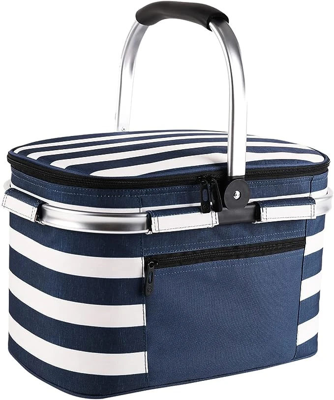 Thermo Shopping Basket Foldable Insulated Collapsible Picnic Cooler Lunch Bags with Customized Dimensions