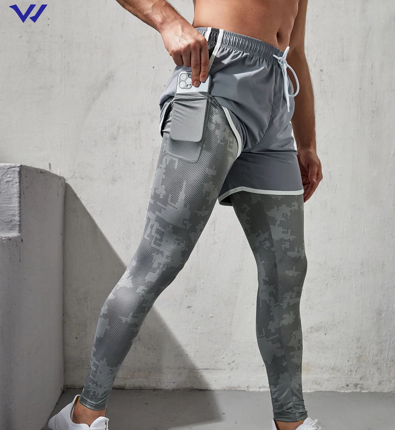 Легкие спортивные Леггинсы 2 в 1 с принтом на завязках